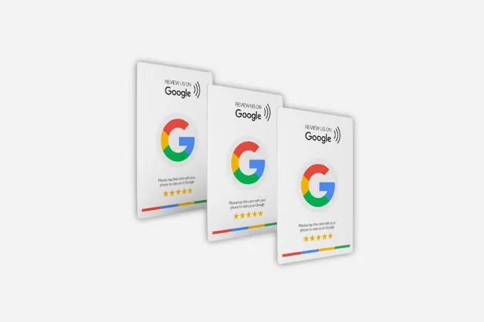 Letrero de mostrador para que el cliente deje una reseña en Google desde su celular